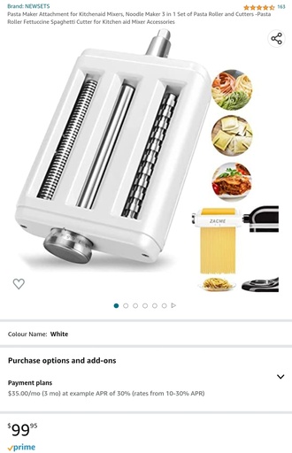 Pasta Maker Attachement for KitchenAid Mixers - 3-in-1