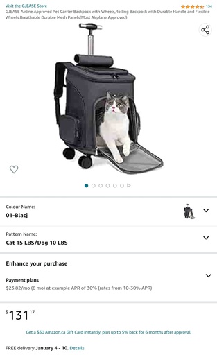 Gjease Airline Approved Pet Carrier Backpack with Wheels