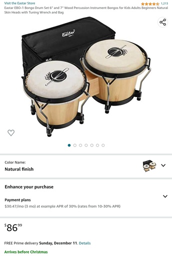 Eastar Bongo Drum Set - 6" & 7" Bongos