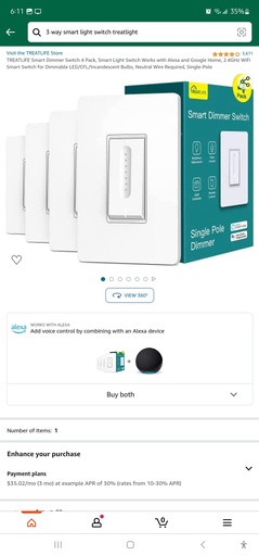 TreatLife Smart Dimmer Light Switch - 4 Pack - Works with Alexa & Google