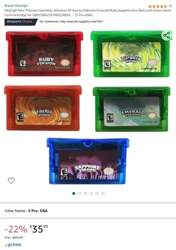 Pokemon Ruby, Sapphire, Emerald, Fire Red & Leaf Green - GBA Cartridges