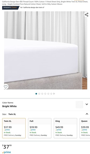 Twin XL Size Sheet Set - Fitted Sheet - White