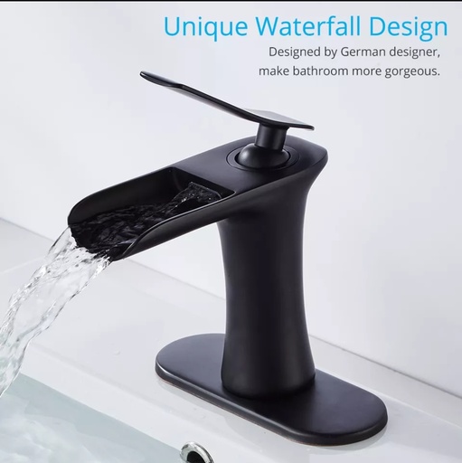 Bathroom Waterfall Tap - Single Handle - Matte Black