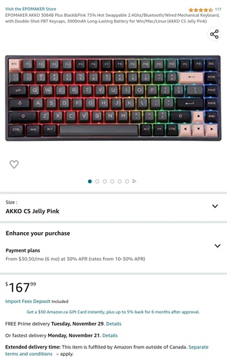 EpoMaker AKKO 3084B Plus - CS Jelly Pink Keys - 75% Hot Swappable, Triple Mode (See Description)