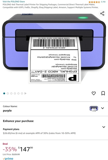 Polono 4x6 Thermal Label Printer for Shipping