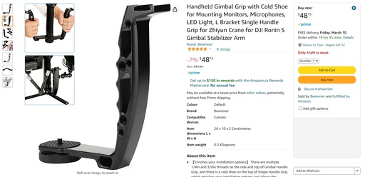 DH03 - Handheld Gimbal Grip with Cold Shoe