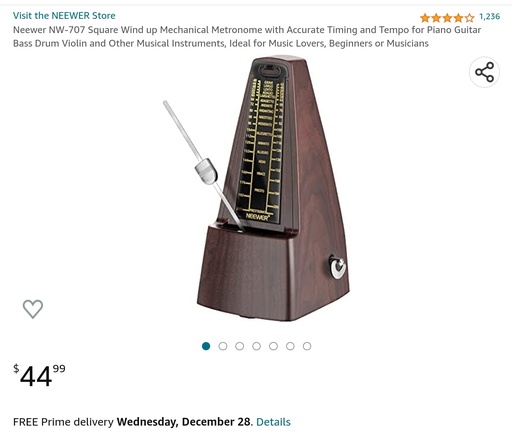 Neewer NW-707 Square Wind Up Mechanical Metronome with Accurate Timing & Tempo