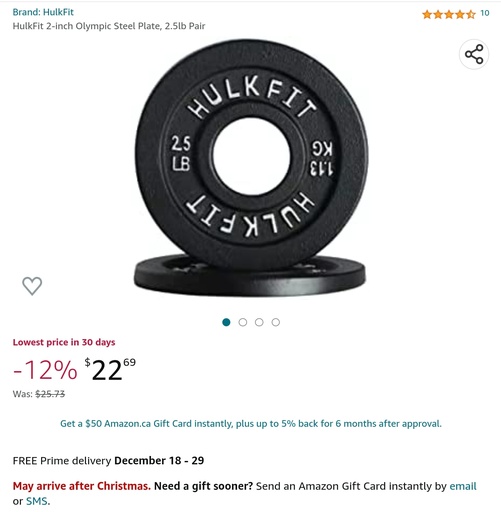 HulkFit 2" Olympic Steel Plate - 2.5LB Pair