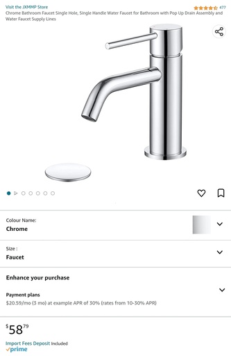 Rumu Chrome Faucet - Single Hole - Single Handle - Chrome