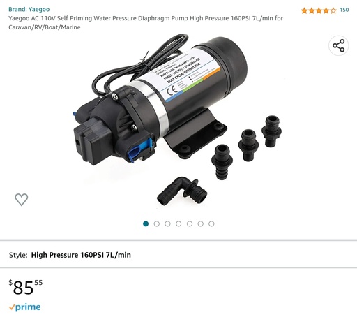 Yaegoo AC 110V Self Priming Water Pressure Pump - 7L / Min - 160PSI