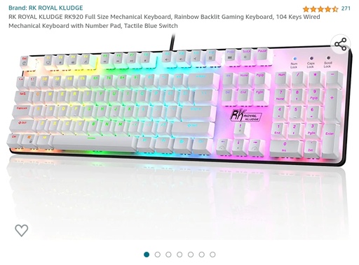 Royal Kludge - Full Sized Mechanical Gaming Keyboard - RGB Backlit - Wired - Tactile Blue Switches