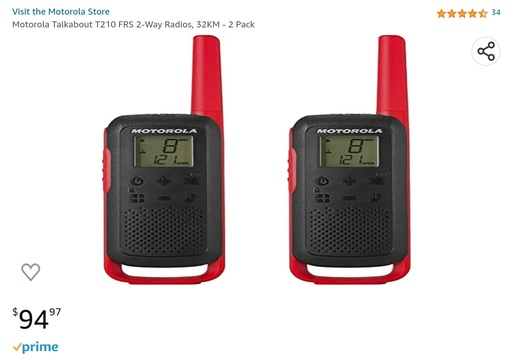 Motorola Talkabout T210 FRS 2-Way Radios - 32KM - 2Pack