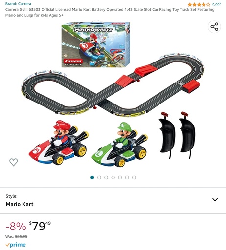 Carrera Go! Official Licensed Mario Kart Battery Operated Slot Racing Track - Mario & Luigi