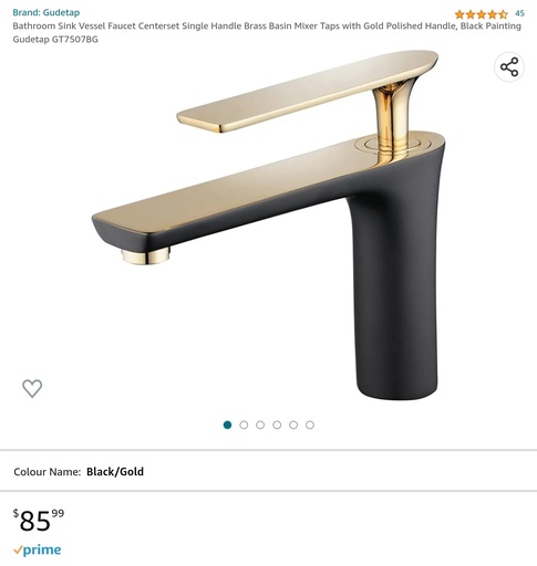 Gudetap Bathroom Sink Faucet - Single Handle + Single Hole, Black & Gold