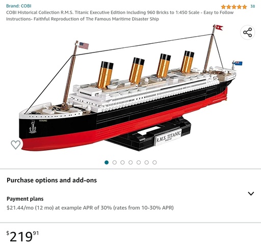 COBI - R.M.S. Titanic Executive Edition - 960 Bricks - 1:450 Scale - Easy to Follow Instructions