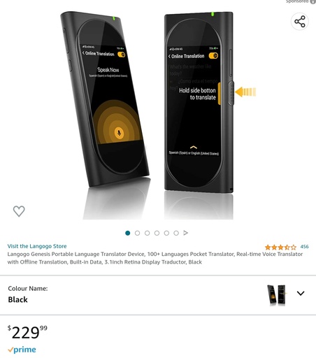 Langogo Genesis - Portable Language Translator Device - 100+ Languages - Real Time Voice Translator