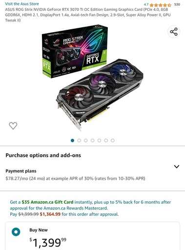 ASUS ROG Strix Nvidia GeForce RTX 3070 Ti OC Edition - 8GB Graphic Card