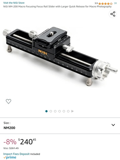 NiSi NM-200 Macro Focusing - Focus Rail Slider w/ Quick Release for Macro Photography