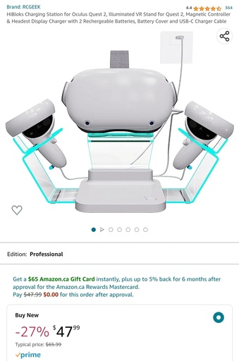 HiBloks Charging Station for Oculus/Meta Quest 2 - Illuminated LED