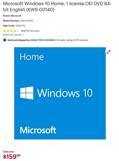 Windows 10 Home - 64-bit - English