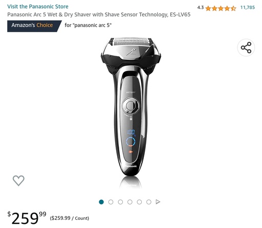 Panasonic Arc 5 - Wet & Dry Shaver with Shave Sensor Technology