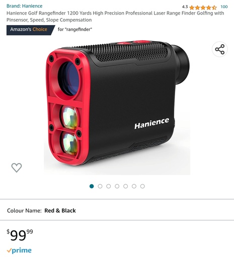 Hanience Professional Golf Rangefinder - 1200 Yards High Precision - Pinsensor, Speed & Slope Compensation